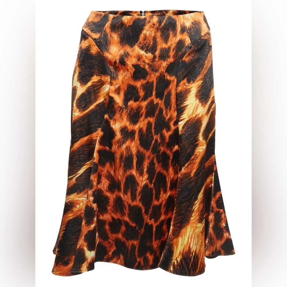 Just Cavalli Leopard Print A-Line Skirt in Brown and Black